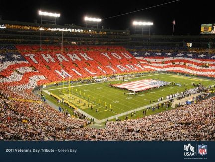 USAA, "The Official Military Appreciation Sponsor of the NFL" - Not joking.