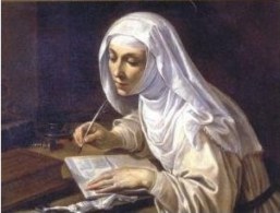 Catherine of Siena writing. From: http://commons.wikimedia.org/wiki/File:Catherine_of_Siena_writing.jpg