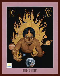 Icon of the Sacred Heart by Robert Lentz (Source: http://www.spiritualityandpractice.com/books/features/view/10906)