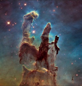 The Eagle Nebula, also known as The Pillars of Creation, as seen from the Hubble Space Telescope http://hubblesite.org/newscenter/archive/releases/2015/01/image/c/