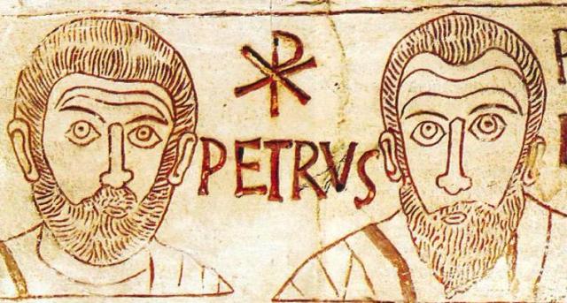 Peter and Paul, depicted in a 4th century etching.